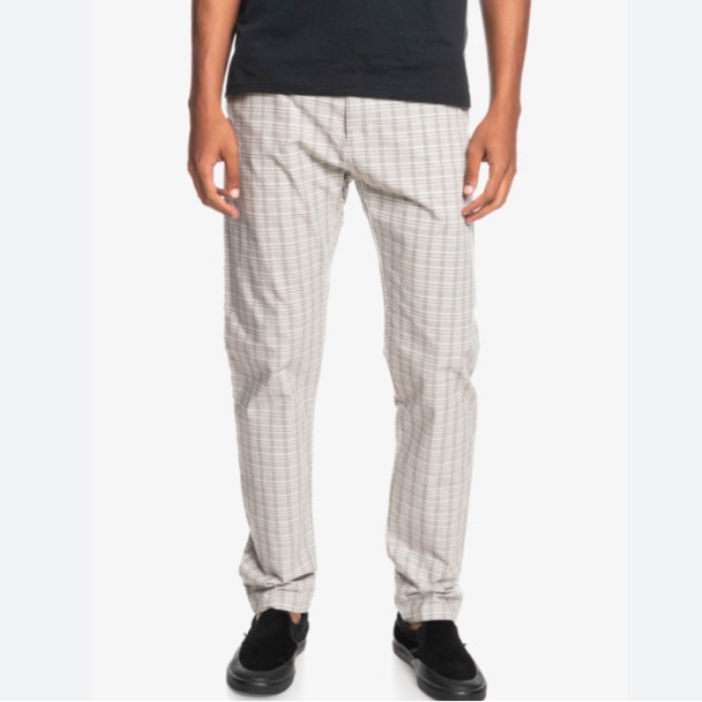 Quicksilver Sheringa Mix Chino Plaid Pants Tapered Fit Organic Cotton - Picture 2 of 14